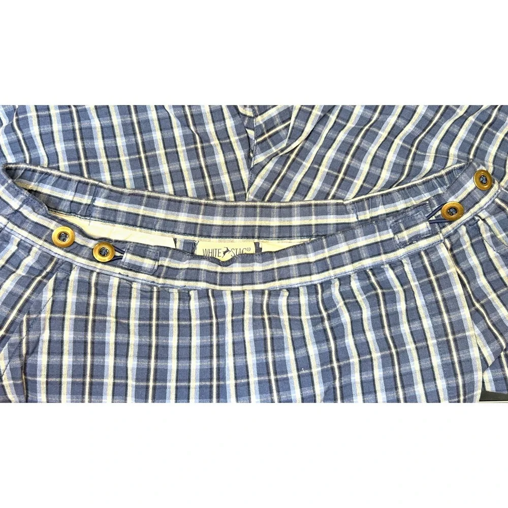 White Stag Plaid Skort Women's‎ 14 Blue Preppy Faux Wrap Skirt Built In Shorts